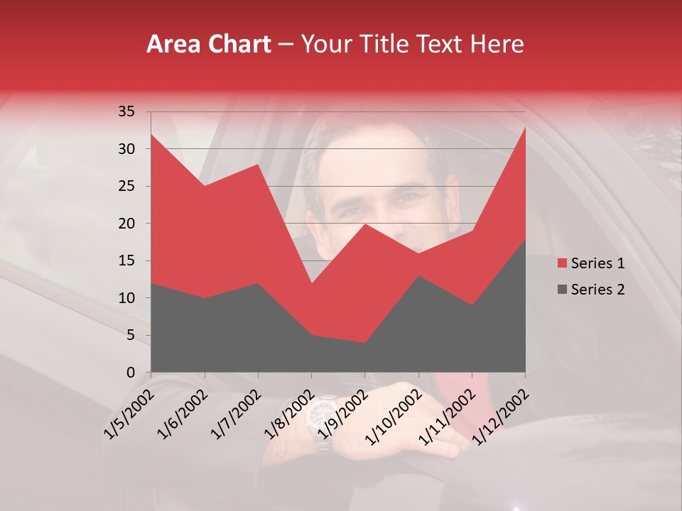 Smiling Man Looking From A Car Window PowerPoint Template