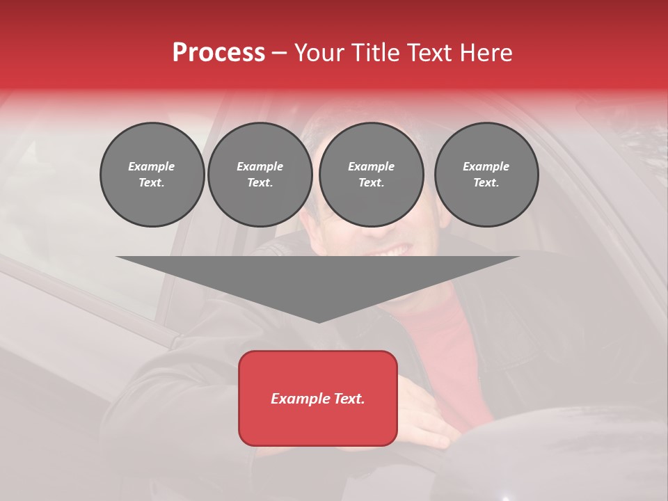 Smiling Man Looking From A Car Window PowerPoint Template