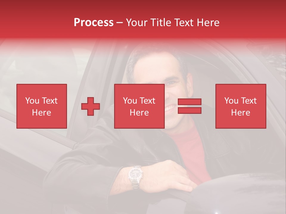 Smiling Man Looking From A Car Window PowerPoint Template