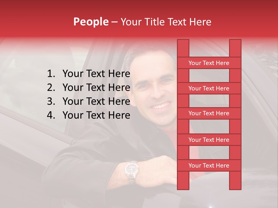 Smiling Man Looking From A Car Window PowerPoint Template