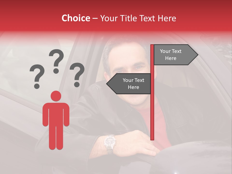 Smiling Man Looking From A Car Window PowerPoint Template