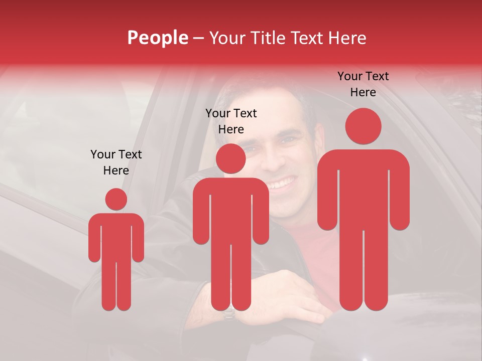 Smiling Man Looking From A Car Window PowerPoint Template