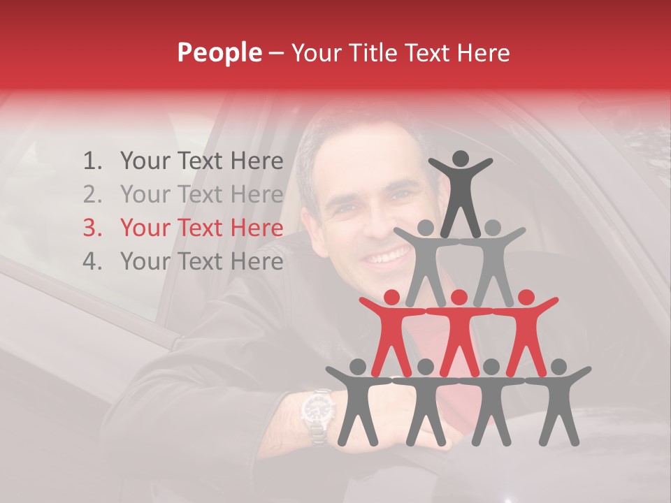 Smiling Man Looking From A Car Window PowerPoint Template