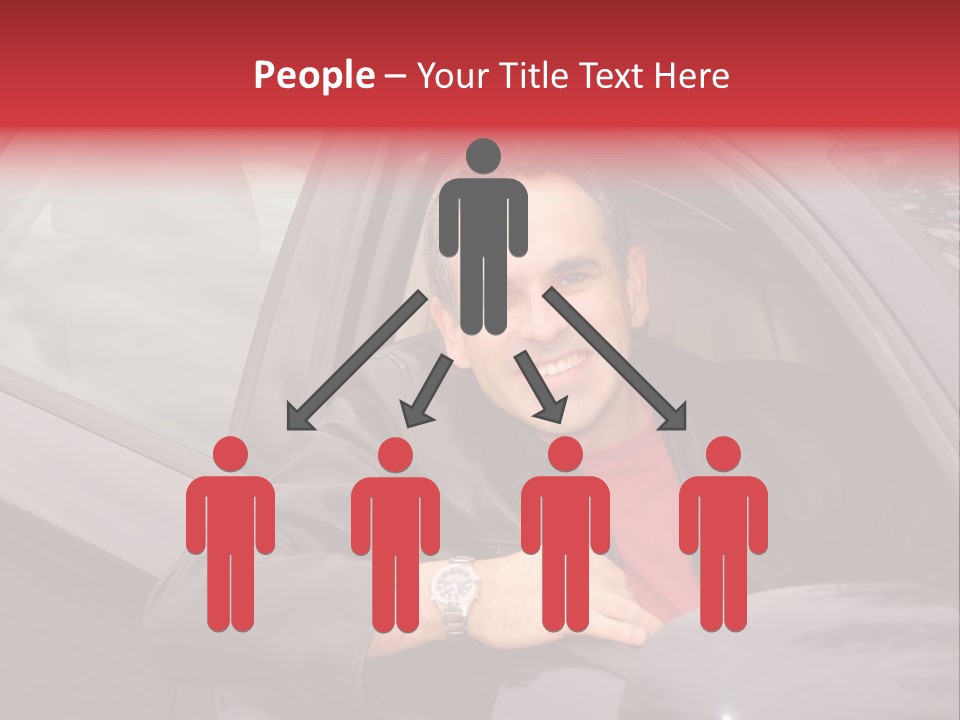 Smiling Man Looking From A Car Window PowerPoint Template