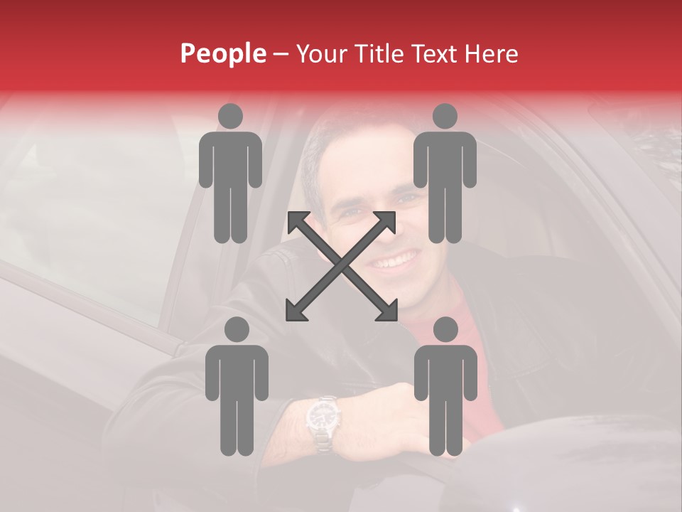 Smiling Man Looking From A Car Window PowerPoint Template