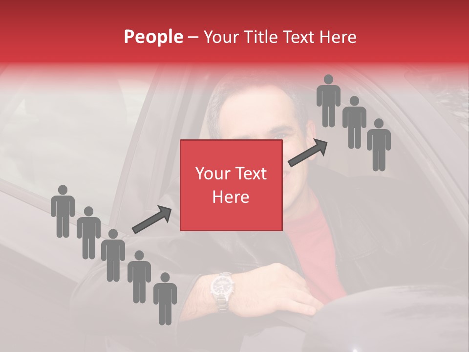 Smiling Man Looking From A Car Window PowerPoint Template