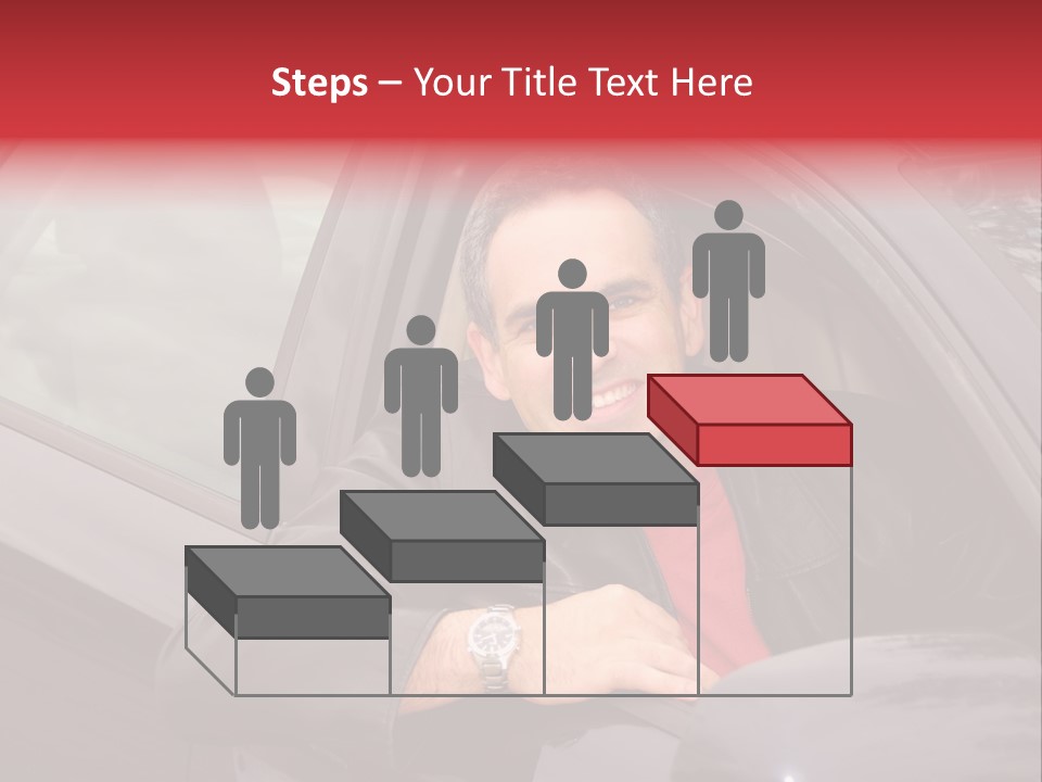 Smiling Man Looking From A Car Window PowerPoint Template