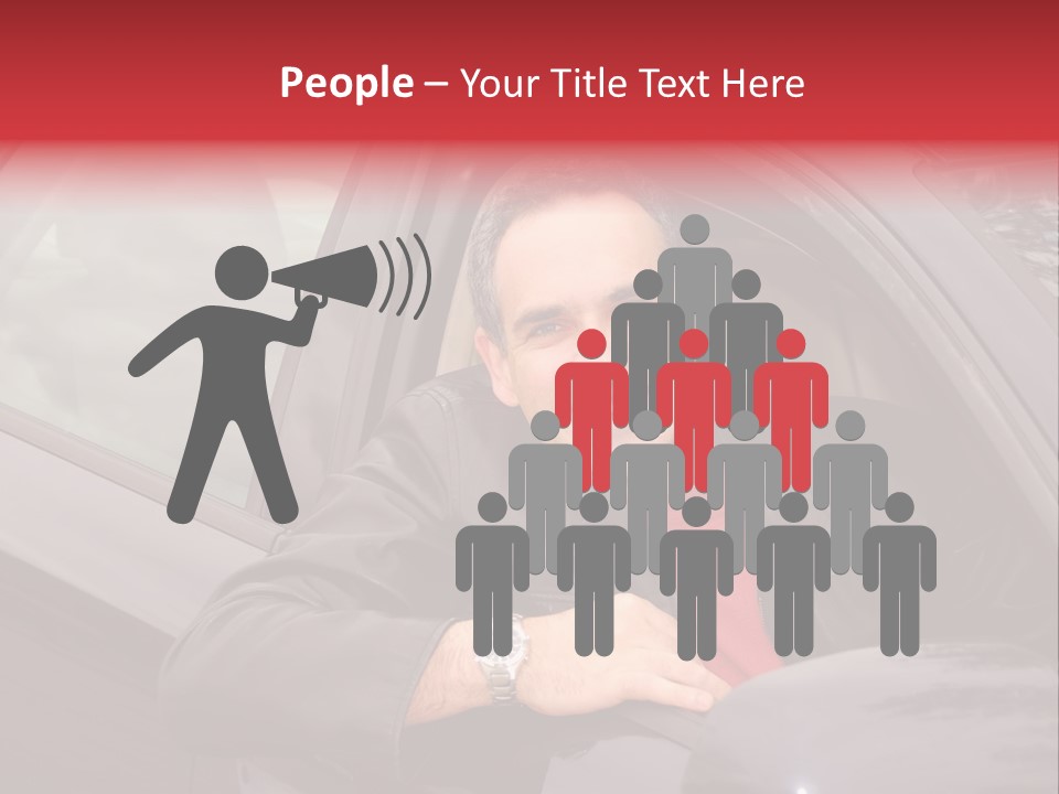 Smiling Man Looking From A Car Window PowerPoint Template