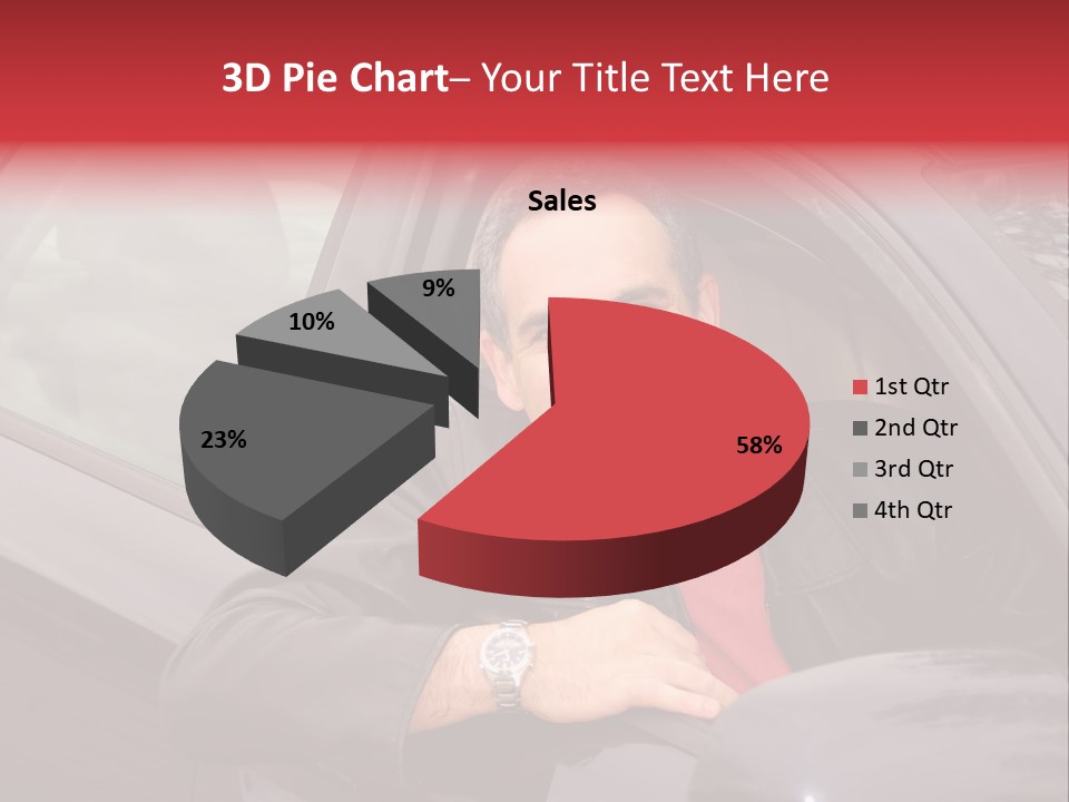 Smiling Man Looking From A Car Window PowerPoint Template