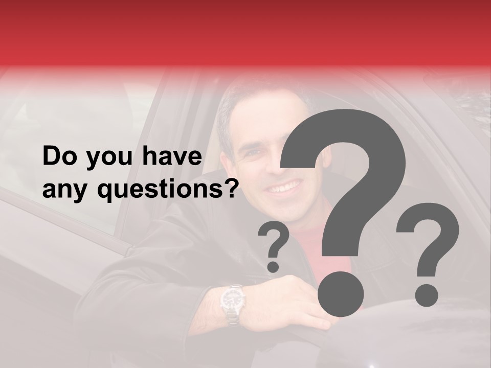 Smiling Man Looking From A Car Window PowerPoint Template