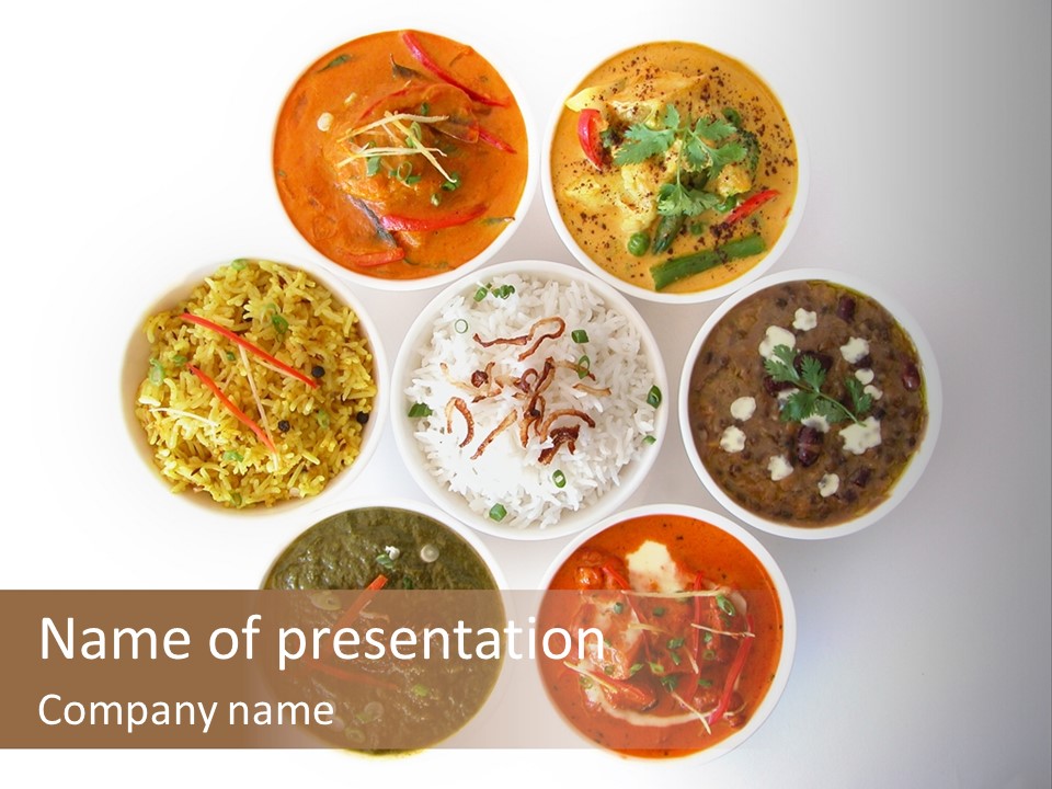 A Group Of Different Bowls Of Food On A White Surface PowerPoint Template