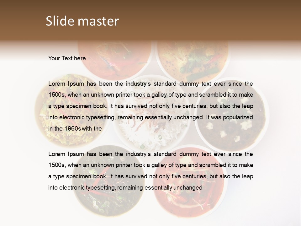 A Group Of Different Bowls Of Food On A White Surface PowerPoint Template