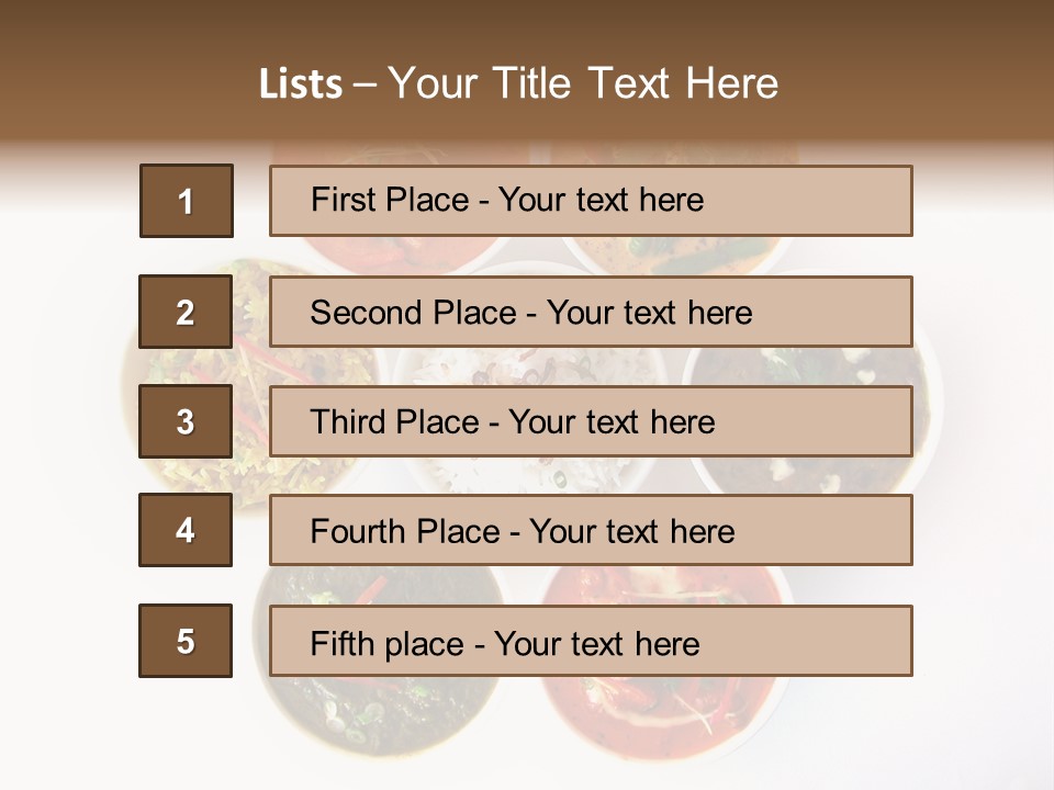 A Group Of Different Bowls Of Food On A White Surface PowerPoint Template