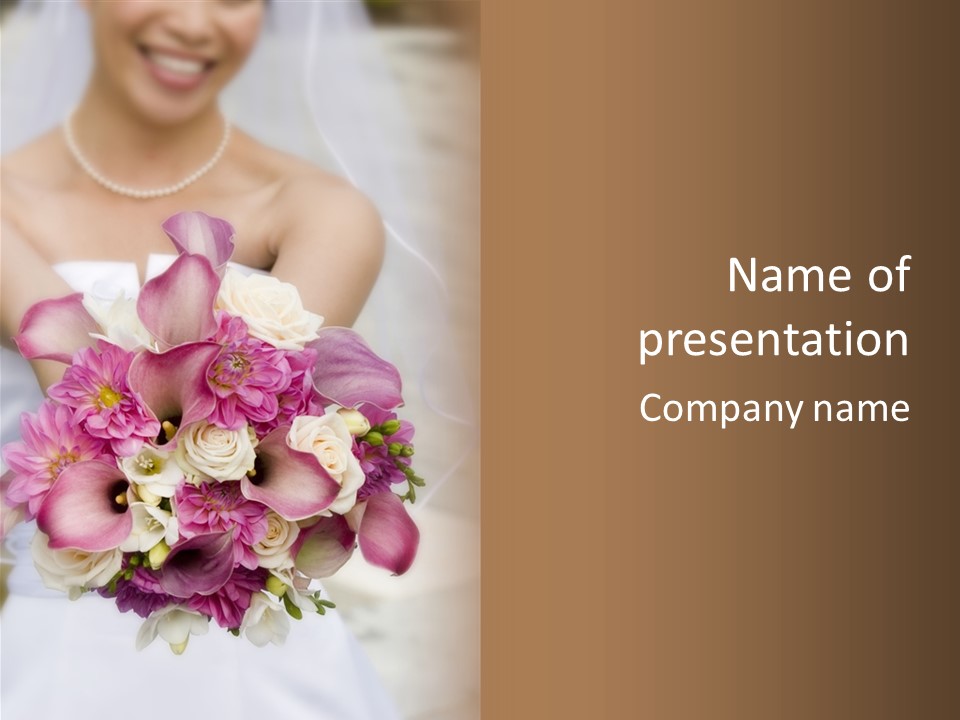 Bride Throwing Bouquet PowerPoint Template