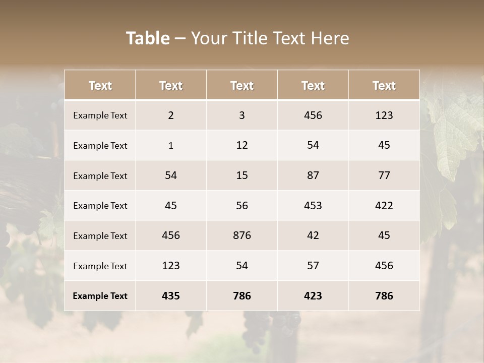 Vineyards With Red Wine Grapes Clusters, Ready For Harvest PowerPoint Template