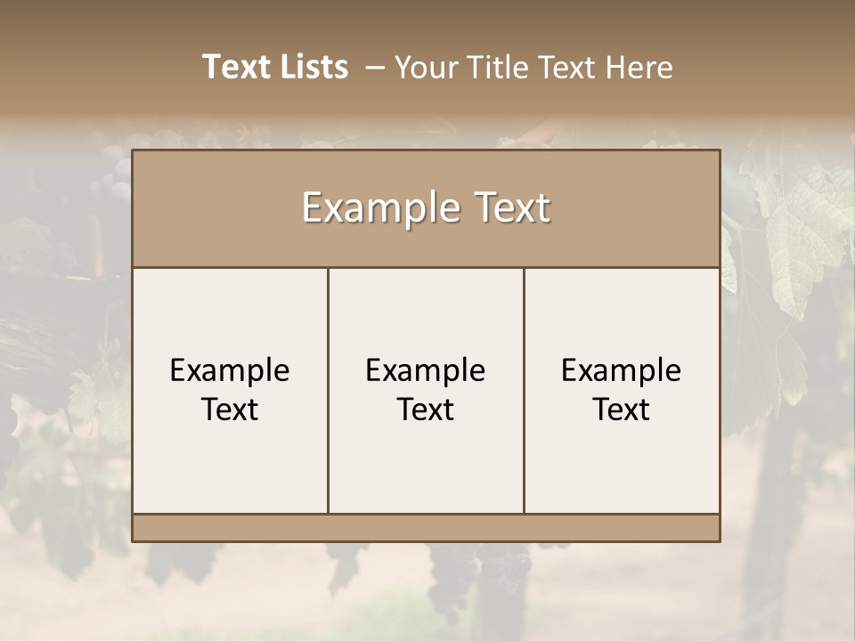 Vineyards With Red Wine Grapes Clusters, Ready For Harvest PowerPoint Template