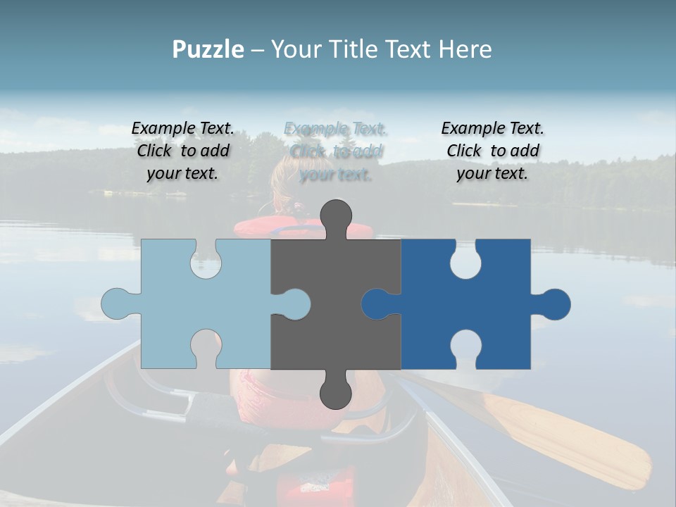 Young Girl In Canoe Paddling On A Scenic Lake PowerPoint Template