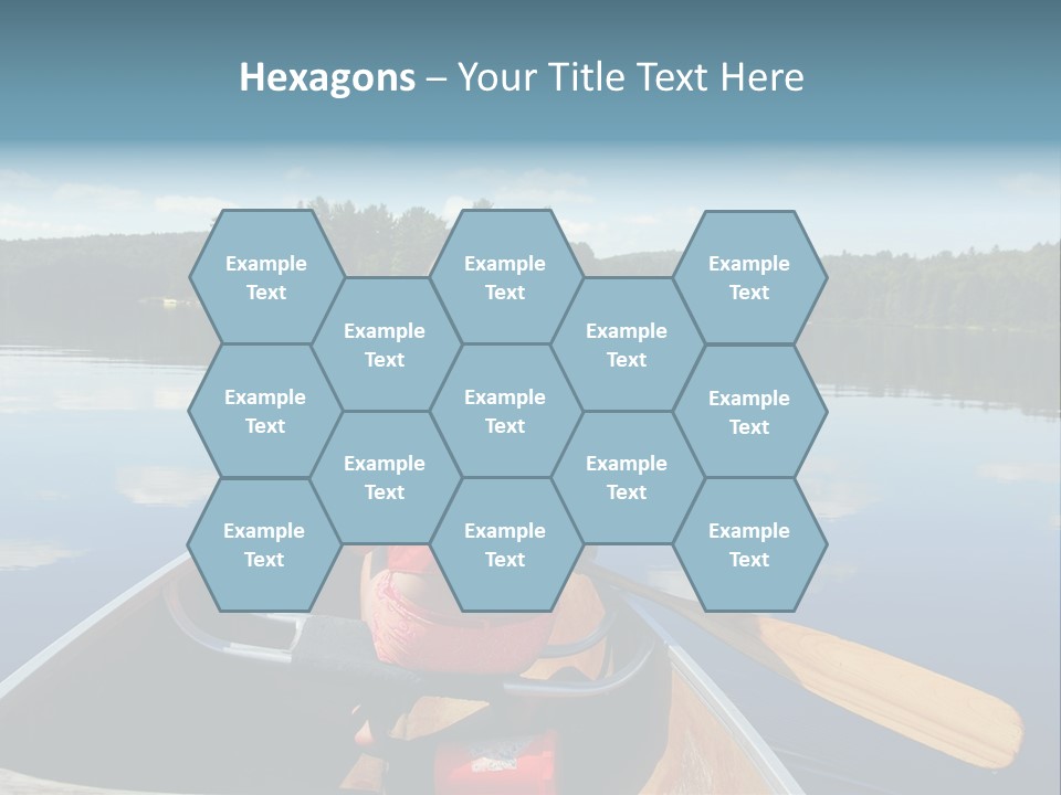 Young Girl In Canoe Paddling On A Scenic Lake PowerPoint Template