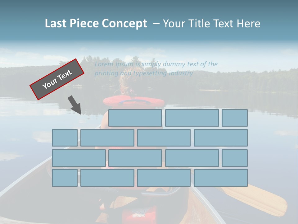 Young Girl In Canoe Paddling On A Scenic Lake PowerPoint Template