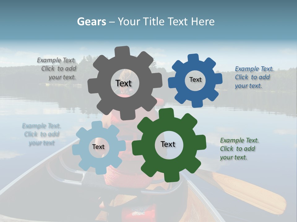 Young Girl In Canoe Paddling On A Scenic Lake PowerPoint Template