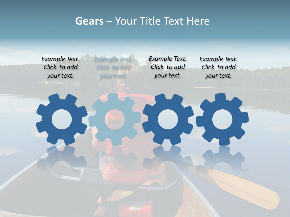 Young Girl In Canoe Paddling On A Scenic Lake PowerPoint Template