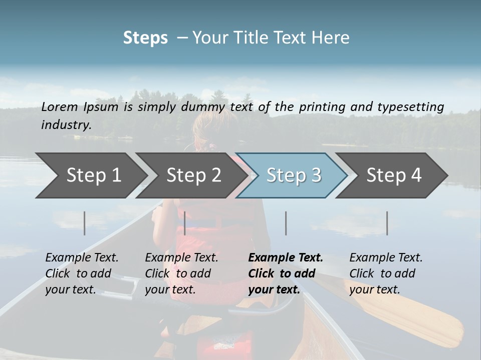 Young Girl In Canoe Paddling On A Scenic Lake PowerPoint Template