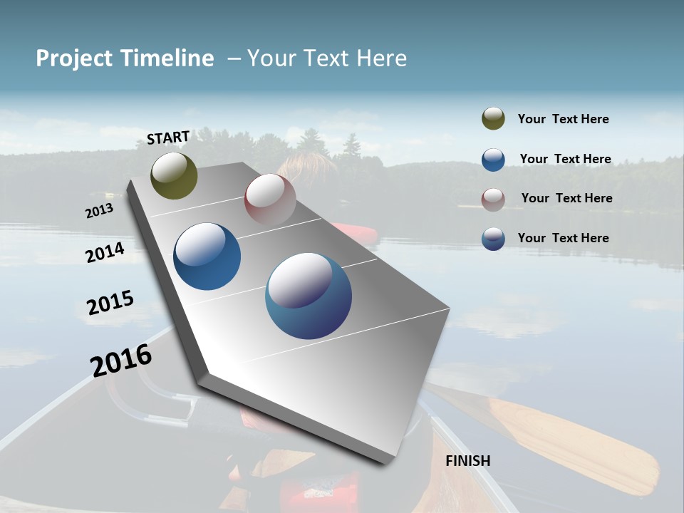 Young Girl In Canoe Paddling On A Scenic Lake PowerPoint Template