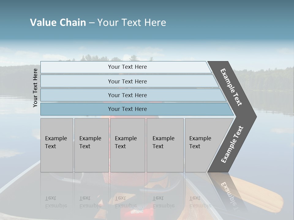 Young Girl In Canoe Paddling On A Scenic Lake PowerPoint Template