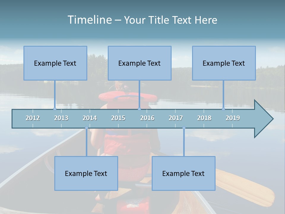 Young Girl In Canoe Paddling On A Scenic Lake PowerPoint Template