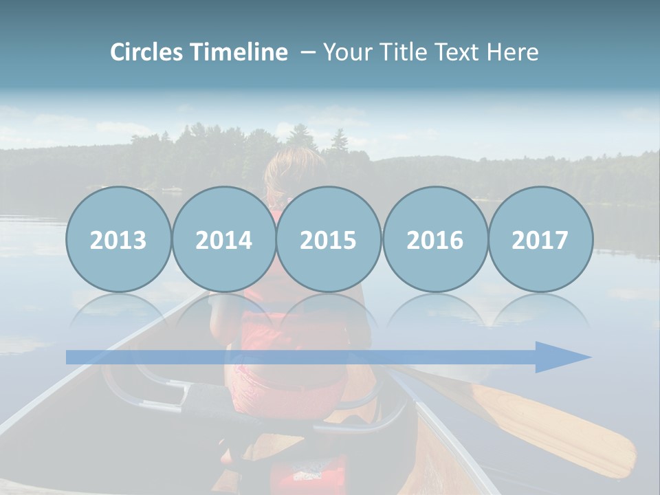 Young Girl In Canoe Paddling On A Scenic Lake PowerPoint Template