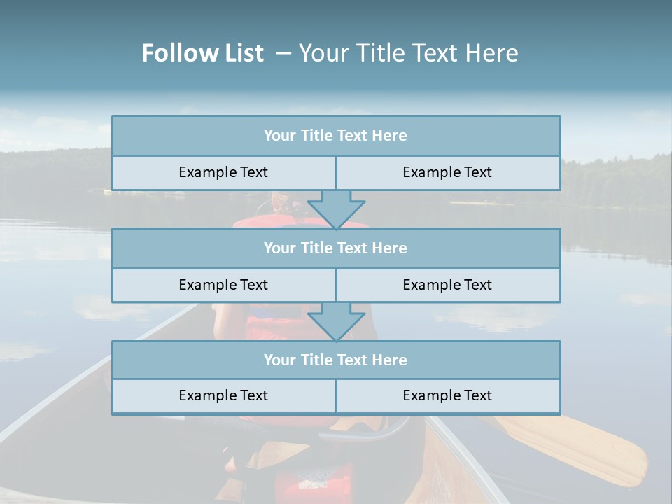 Young Girl In Canoe Paddling On A Scenic Lake PowerPoint Template