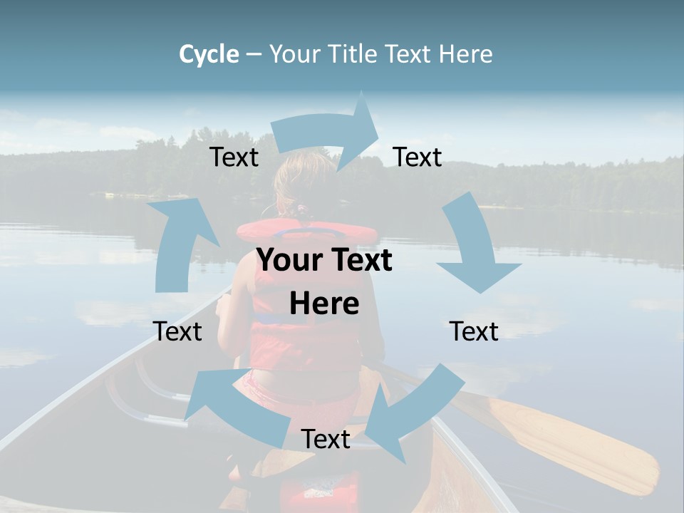 Young Girl In Canoe Paddling On A Scenic Lake PowerPoint Template