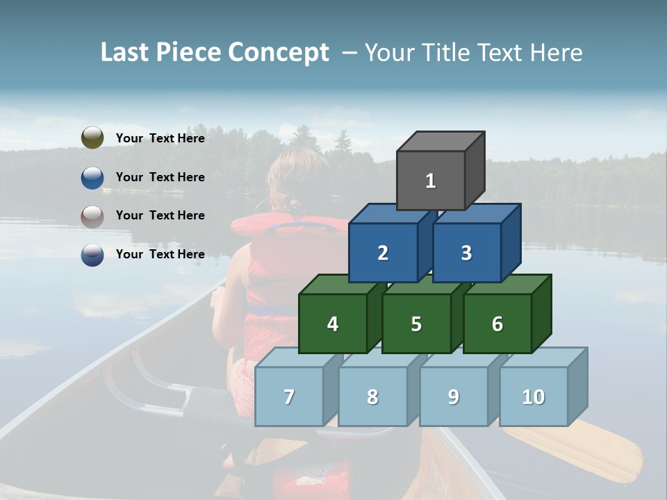 Young Girl In Canoe Paddling On A Scenic Lake PowerPoint Template