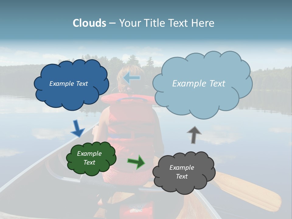 Young Girl In Canoe Paddling On A Scenic Lake PowerPoint Template