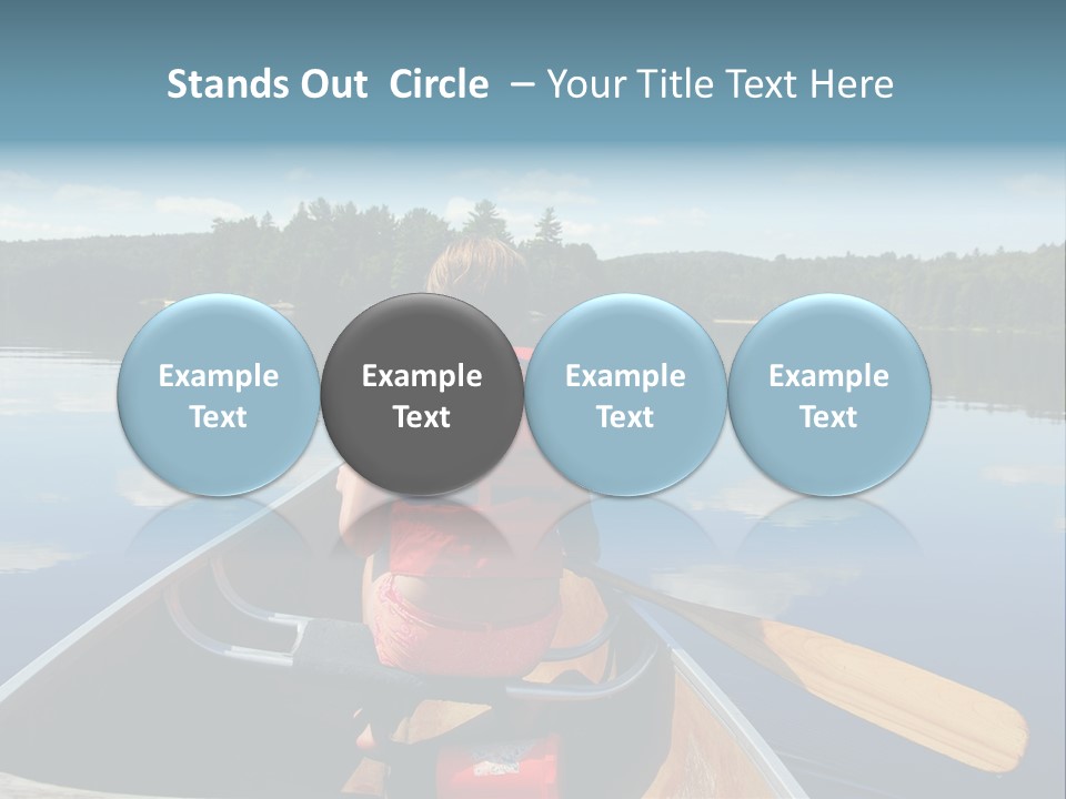Young Girl In Canoe Paddling On A Scenic Lake PowerPoint Template