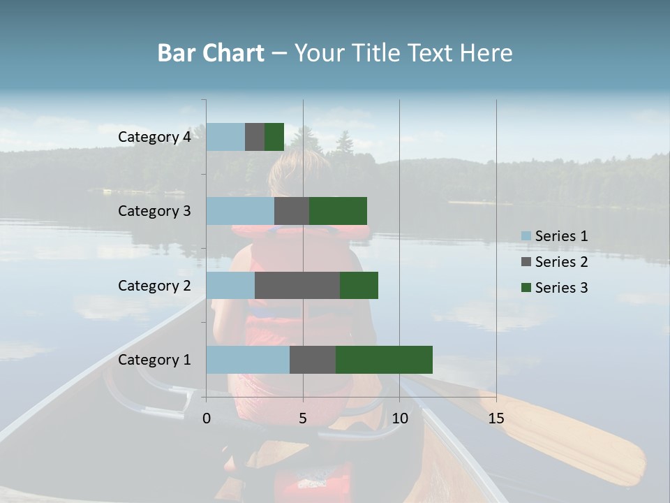 Young Girl In Canoe Paddling On A Scenic Lake PowerPoint Template