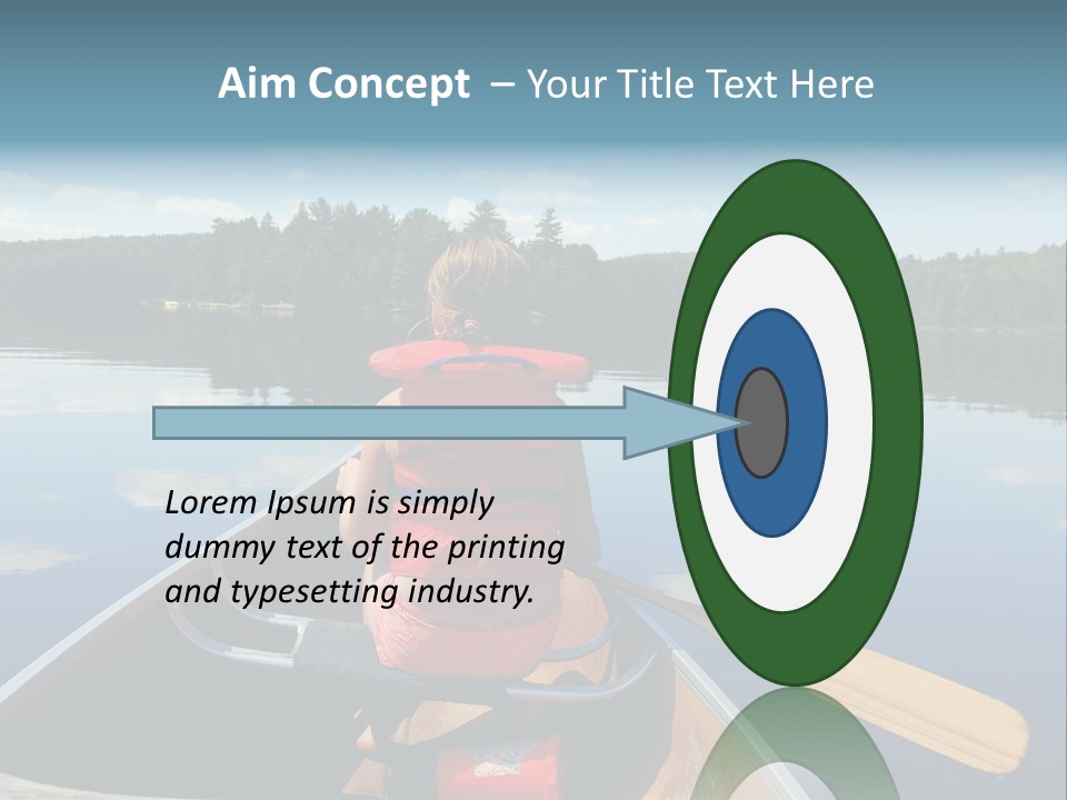 Young Girl In Canoe Paddling On A Scenic Lake PowerPoint Template