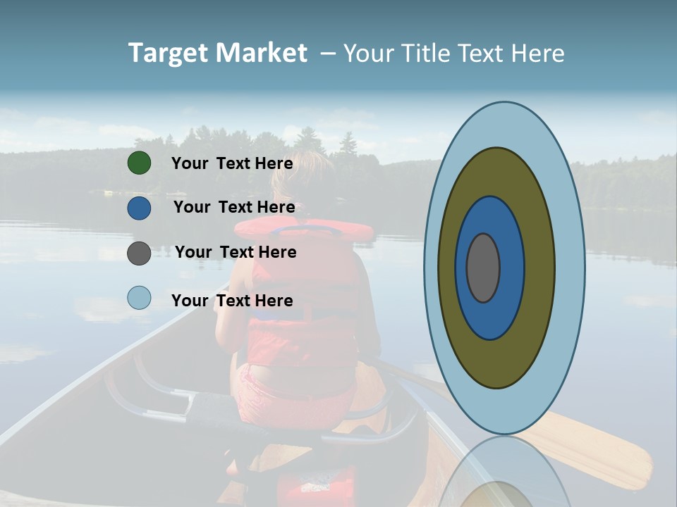 Young Girl In Canoe Paddling On A Scenic Lake PowerPoint Template