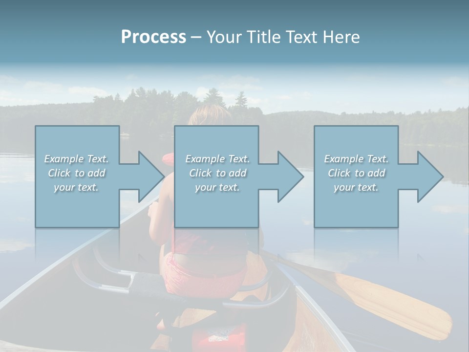 Young Girl In Canoe Paddling On A Scenic Lake PowerPoint Template