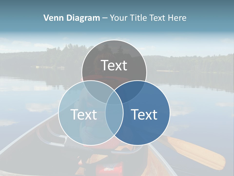 Young Girl In Canoe Paddling On A Scenic Lake PowerPoint Template