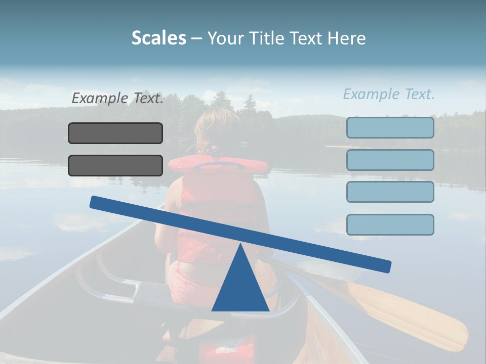 Young Girl In Canoe Paddling On A Scenic Lake PowerPoint Template