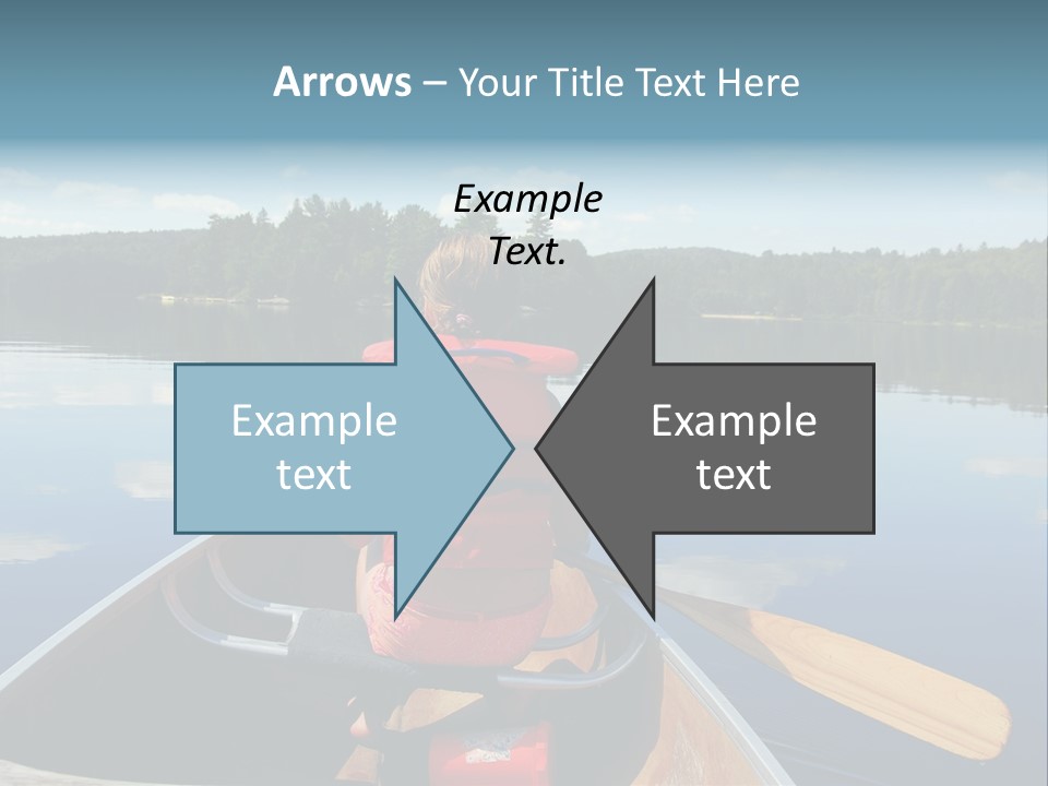 Young Girl In Canoe Paddling On A Scenic Lake PowerPoint Template