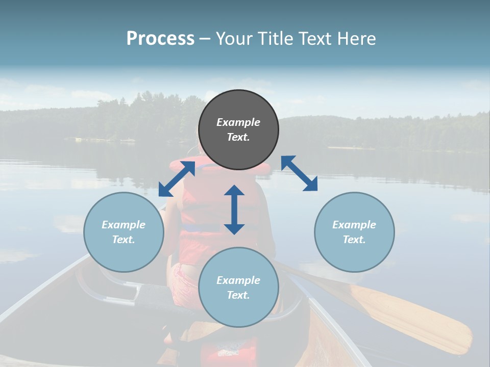 Young Girl In Canoe Paddling On A Scenic Lake PowerPoint Template