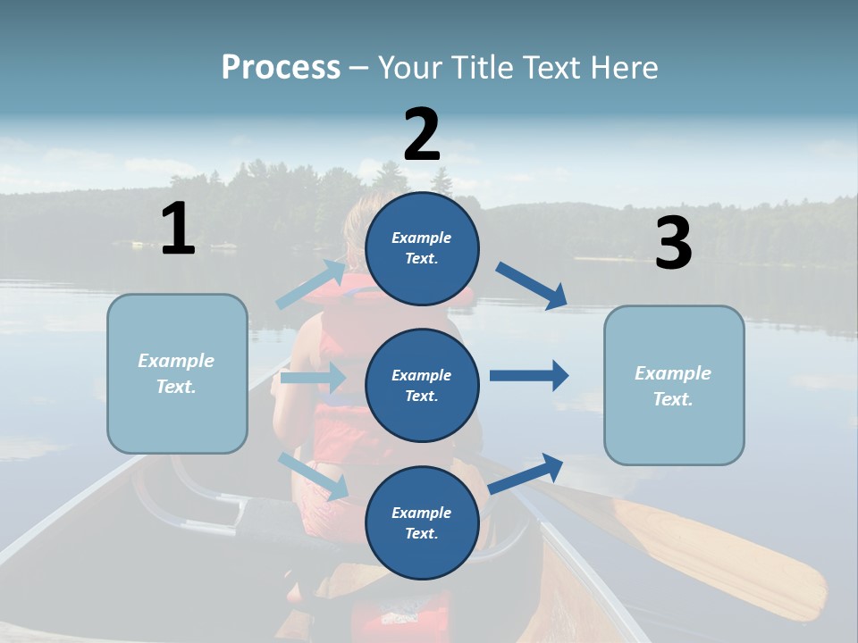 Young Girl In Canoe Paddling On A Scenic Lake PowerPoint Template