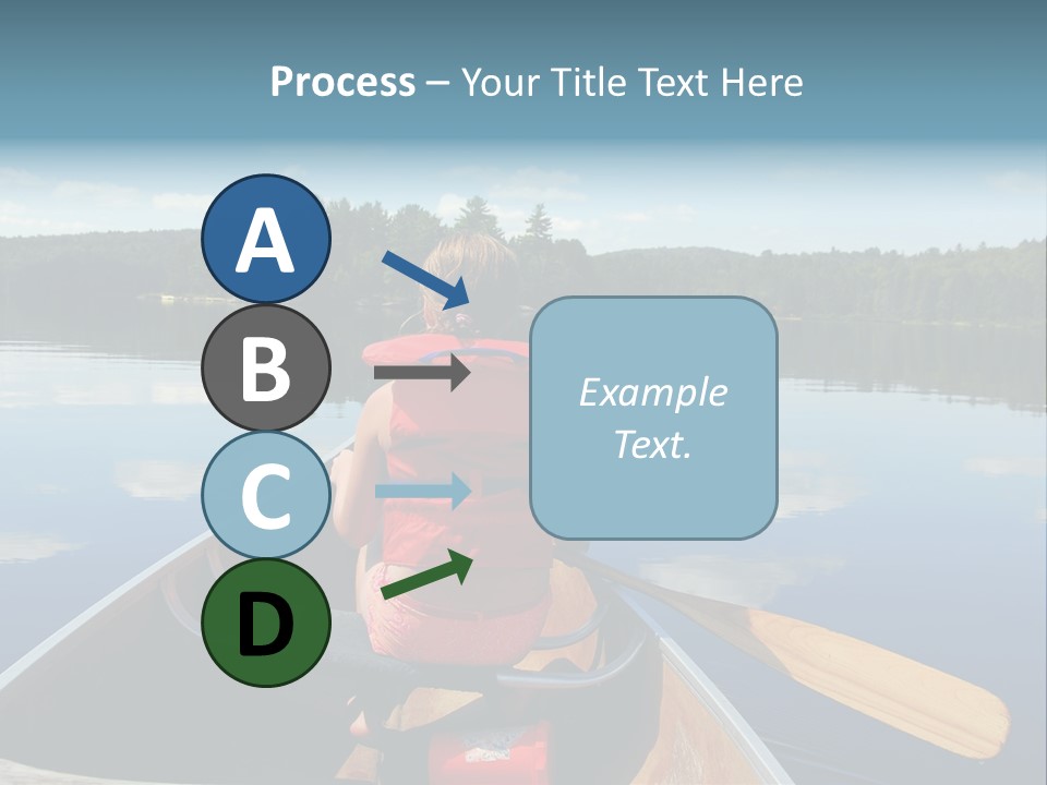 Young Girl In Canoe Paddling On A Scenic Lake PowerPoint Template