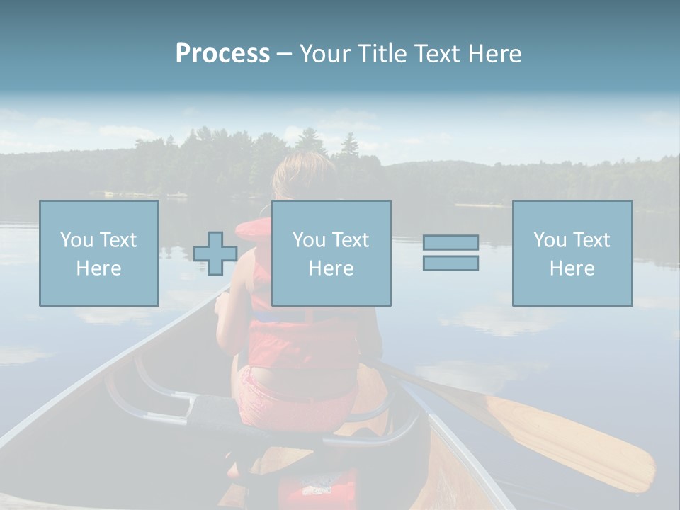 Young Girl In Canoe Paddling On A Scenic Lake PowerPoint Template