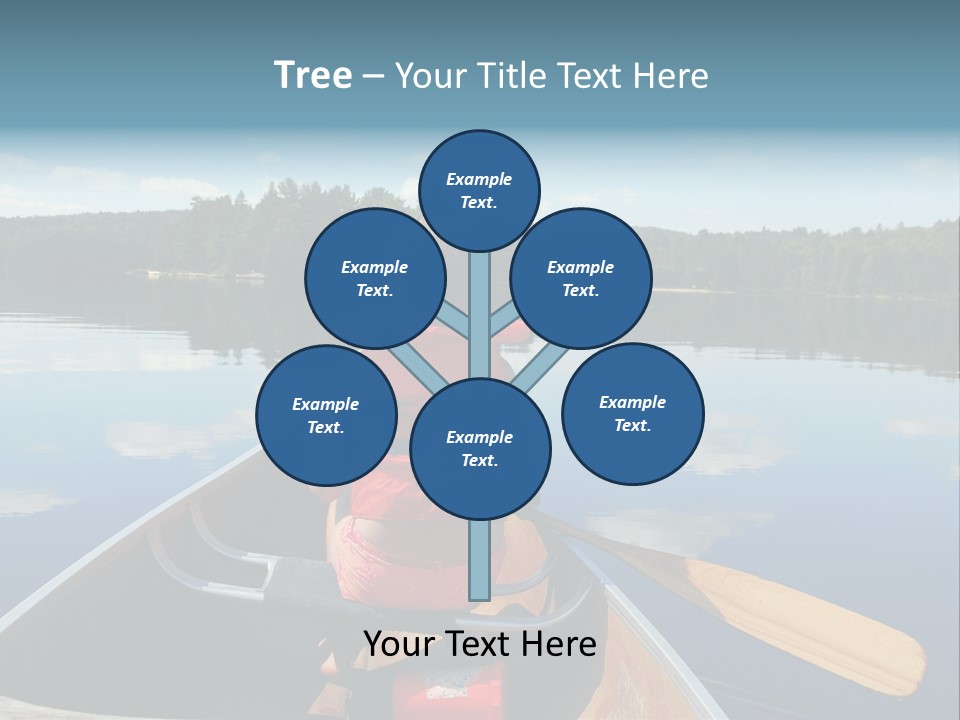 Young Girl In Canoe Paddling On A Scenic Lake PowerPoint Template