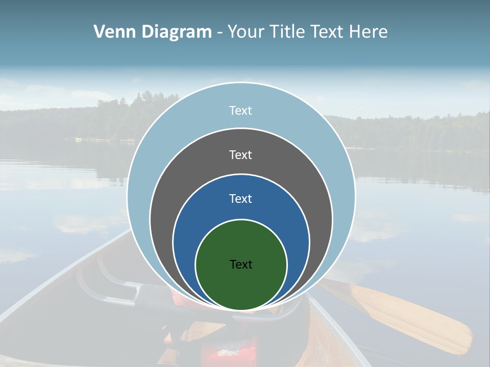 Young Girl In Canoe Paddling On A Scenic Lake PowerPoint Template