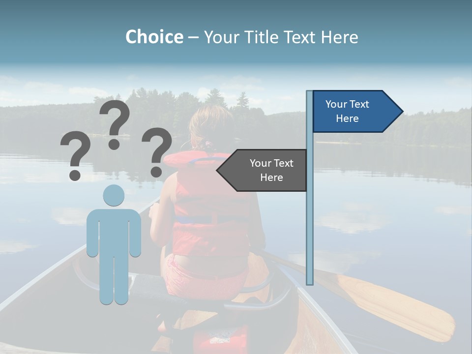 Young Girl In Canoe Paddling On A Scenic Lake PowerPoint Template