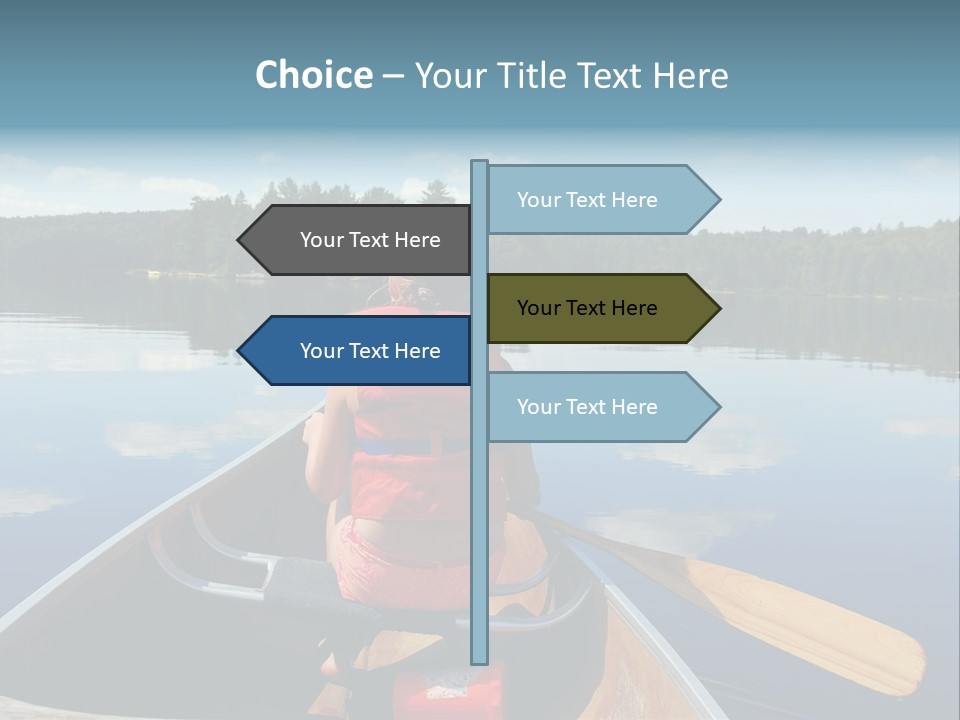 Young Girl In Canoe Paddling On A Scenic Lake PowerPoint Template